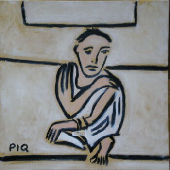 Malerei mit dem Titel "Woman in sari blanc…" von Gilles Piquereau, Original-Kunstwerk, Öl
