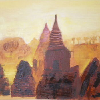 Painting titled "Stupa, impression s…" by Gilles Piquereau, Original Artwork, Oil