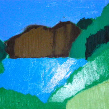 Peinture intitulée "Lac de montagne" par Gilles Piquereau, Œuvre d'art originale, Huile