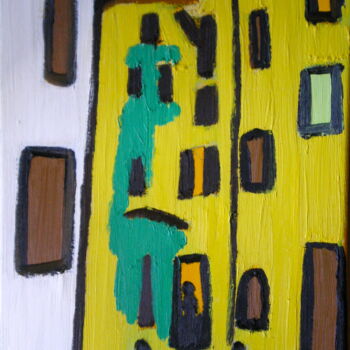 Peinture intitulée "Ruelle jaune" par Gilles Piquereau, Œuvre d'art originale, Huile