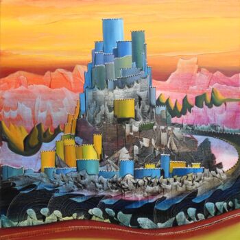 Painting titled "chateau-bleu.jpg" by Gilles Renard, Original Artwork, Other