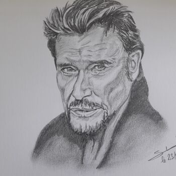 Dessin intitulée "Portrait de Johnny…" par Gilles Staub (LeCrayonAgile), Œuvre d'art originale, Crayon