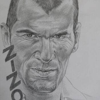 Dibujo titulada "Portrait de Zidane…" por Gilles Staub (LeCrayonAgile), Obra de arte original, Lápiz