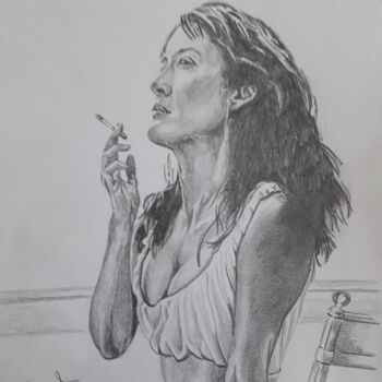 Рисунок под названием "Portrait de Sophie…" - Gilles Staub (LeCrayonAgile), Подлинное произведение искусства, Карандаш