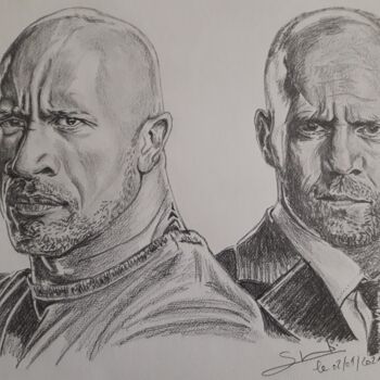 Dessin intitulée "Portrait de Dwayne…" par Gilles Staub (LeCrayonAgile), Œuvre d'art originale, Crayon