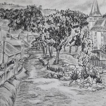 Dessin intitulée "Dessin paysage réal…" par Gilles Staub (LeCrayonAgile), Œuvre d'art originale, Crayon