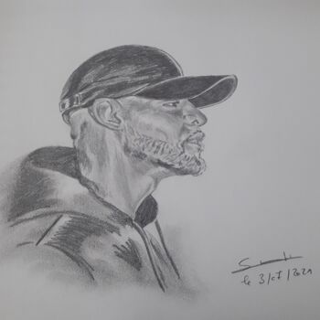 Dessin intitulée "Portrait du rappeur…" par Gilles Staub (LeCrayonAgile), Œuvre d'art originale, Crayon