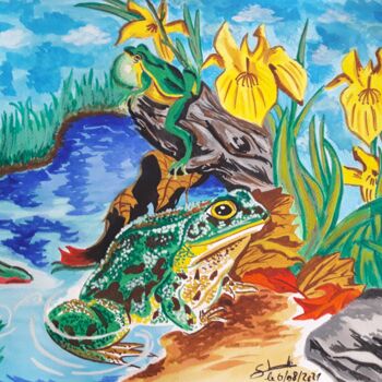 Ζωγραφική με τίτλο "Peinture d'une gren…" από Gilles Staub (LeCrayonAgile), Αυθεντικά έργα τέχνης, Ακουαρέλα