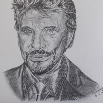 Dibujo titulada "Portrait de Johnny…" por Gilles Staub (LeCrayonAgile), Obra de arte original, Lápiz