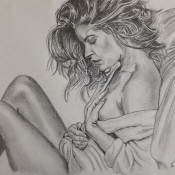Drawing titled "Dessin de femme ass…" by Gilles Staub (LeCrayonAgile), Original Artwork, Pencil