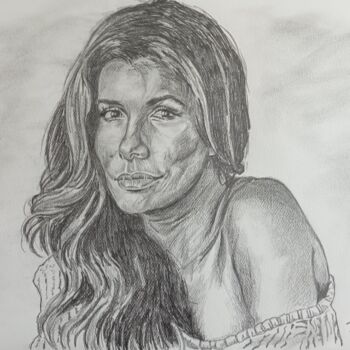 Disegno intitolato "Portrait d' Eva Lon…" da Gilles Staub (LeCrayonAgile), Opera d'arte originale, Matita