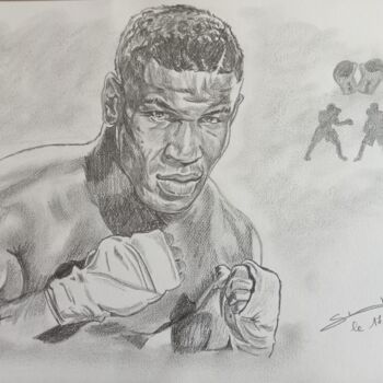 Dessin intitulée "Portrait du boxeur…" par Gilles Staub (LeCrayonAgile), Œuvre d'art originale, Crayon