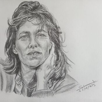 Dibujo titulada "Portrait de Jane Bi…" por Gilles Staub (LeCrayonAgile), Obra de arte original, Lápiz