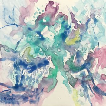 Painting titled "« Viva la vida »." by Gilles Surgès, Original Artwork, Watercolor Mounted on Glass