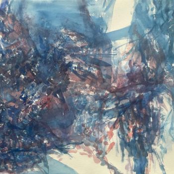 Peinture intitulée "« Symphonie de bleu…" par Gilles Surgès, Œuvre d'art originale, Aquarelle