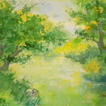 Painting titled "2018-14-lauzonnet-2…" by Gilles Tranier, Original Artwork, Watercolor