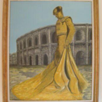 Painting titled "Nimeño II et arène…" by Gilles Bictel, Original Artwork, Oil