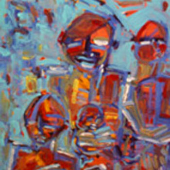 Painting titled "Famille nombreuse" by Gilles Bizien, Original Artwork