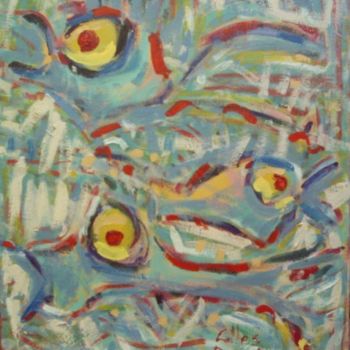Painting titled "Trois poissons" by Gilles Bizien, Original Artwork