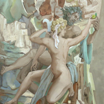 Painting titled "La cueillette des f…" by Gilles Chambon, Original Artwork, Oil