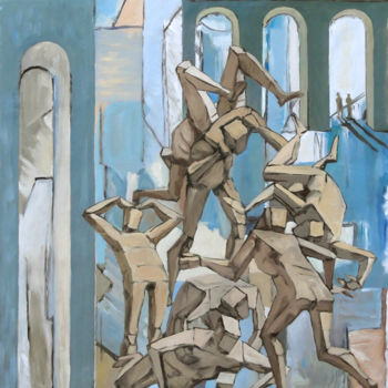 Pintura titulada "déséquilibre - allé…" por Gilles Chambon, Obra de arte original, Oleo