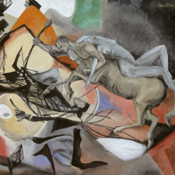 Malerei mit dem Titel "La malédiction du c…" von Gilles Chambon, Original-Kunstwerk, Öl