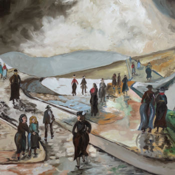 Pintura intitulada "Les chemins d'Utril…" por Gilles Chambon, Obras de arte originais, Óleo
