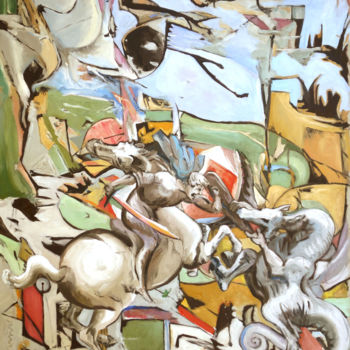 Peinture intitulée "Saint Georges comba…" par Gilles Chambon, Œuvre d'art originale, Huile