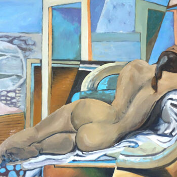 Peinture intitulée "La belle endormie" par Gilles Chambon, Œuvre d'art originale, Huile Monté sur Châssis en bois