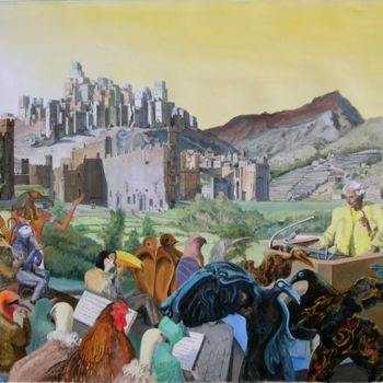 Pintura intitulada "La prédication aux…" por Gilles Chambon, Obras de arte originais, Óleo