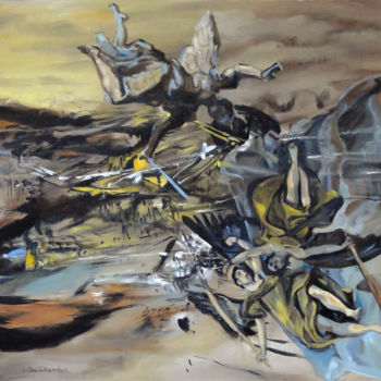 Pittura intitolato "La chute des anges" da Gilles Chambon, Opera d'arte originale, Olio