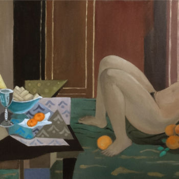 Peinture intitulée "Vénus aux oranges" par Gilles Chambon, Œuvre d'art originale, Huile