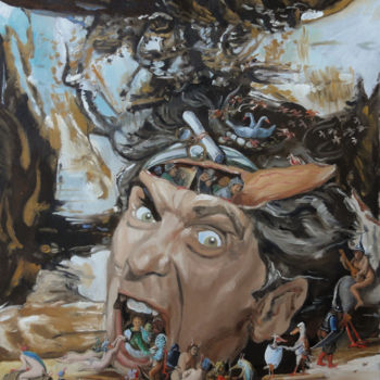 Painting titled "Exorcisme (autoport…" by Gilles Chambon, Original Artwork, Oil