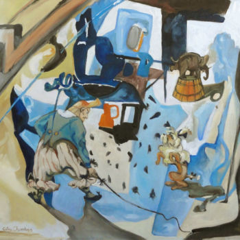 Peinture intitulée "Au cirque, 11 avril" par Gilles Chambon, Œuvre d'art originale, Huile