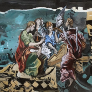 Peinture intitulée "Concert d'anges" par Gilles Chambon, Œuvre d'art originale, Huile