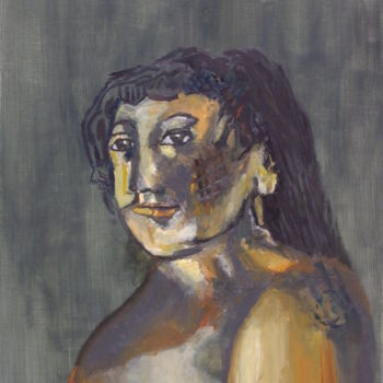 Peinture intitulée "portrait" par Gilles Colomar, Œuvre d'art originale, Huile Monté sur Châssis en bois