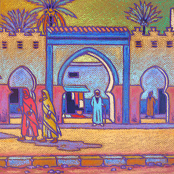 Peinture intitulée "Sidi Ifni , le marc…" par Gilles Mével, Œuvre d'art originale, Pastel Monté sur Carton