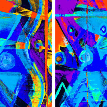 Digital Arts titled "sans titre : diptyq…" by Gilles Mével, Original Artwork, Digital Painting Mounted on Plexiglass