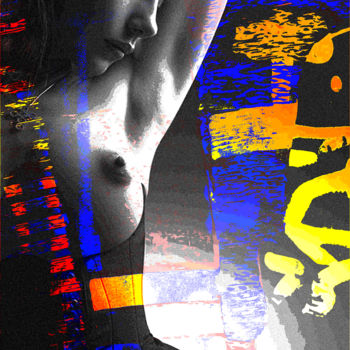 Digital Arts titled "Untitled : woman 5" by Gilles Mével, Original Artwork, Digital Painting Mounted on Plexiglass