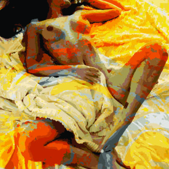 Arte digital titulada "untitled . woman 6" por Gilles Mével, Obra de arte original, Pintura Digital Montado en Plexiglás