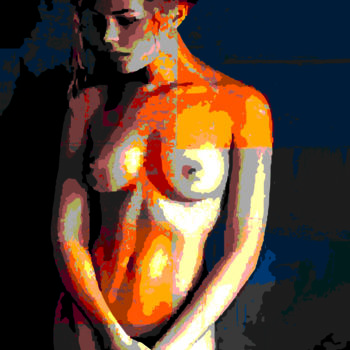 Digital Arts titled "untitled . woman 7" by Gilles Mével, Original Artwork, Digital Painting Mounted on Plexiglass