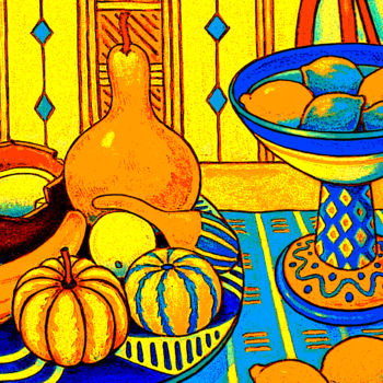 Arte digitale intitolato "nature morte : Maroc" da Gilles Mével, Opera d'arte originale, Pittura digitale Montato su Plexigl…