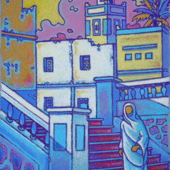 Painting titled "La balandia . Sidi…" by Gilles Mével, Original Artwork, Pastel Mounted on Wood Stretcher frame