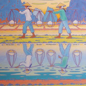 Картина под названием "reflets : Vietnam" - Gilles Mével, Подлинное произведение искусства, Акрил Установлен на Деревянная р…