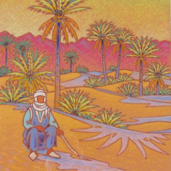 Pintura titulada "sahara" por Gilles Mével, Obra de arte original, Pastel Montado en Cartulina