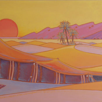 Malarstwo zatytułowany „désert” autorstwa Gilles Mével, Oryginalna praca, Akryl Zamontowany na Drewniana rama noszy