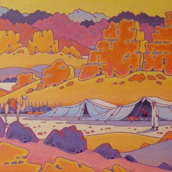 「paysage du sinaï」というタイトルの絵画 Gilles Mévelによって, オリジナルのアートワーク, アクリル ウッドストレッチャーフレームにマウント