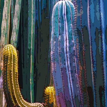 Digital Arts titled "sans titre . Cactus" by Gilles Mével, Original Artwork, Digital Painting Mounted on Plexiglass