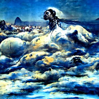 Digitale Kunst mit dem Titel "Ciel de Rio" von Gilles Rosanilla, Original-Kunstwerk, KI-generiertes Bild Auf Keilrahmen aus…