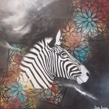 Painting titled "Zebre" by Gilette Guerrero, Original Artwork, Acrylic